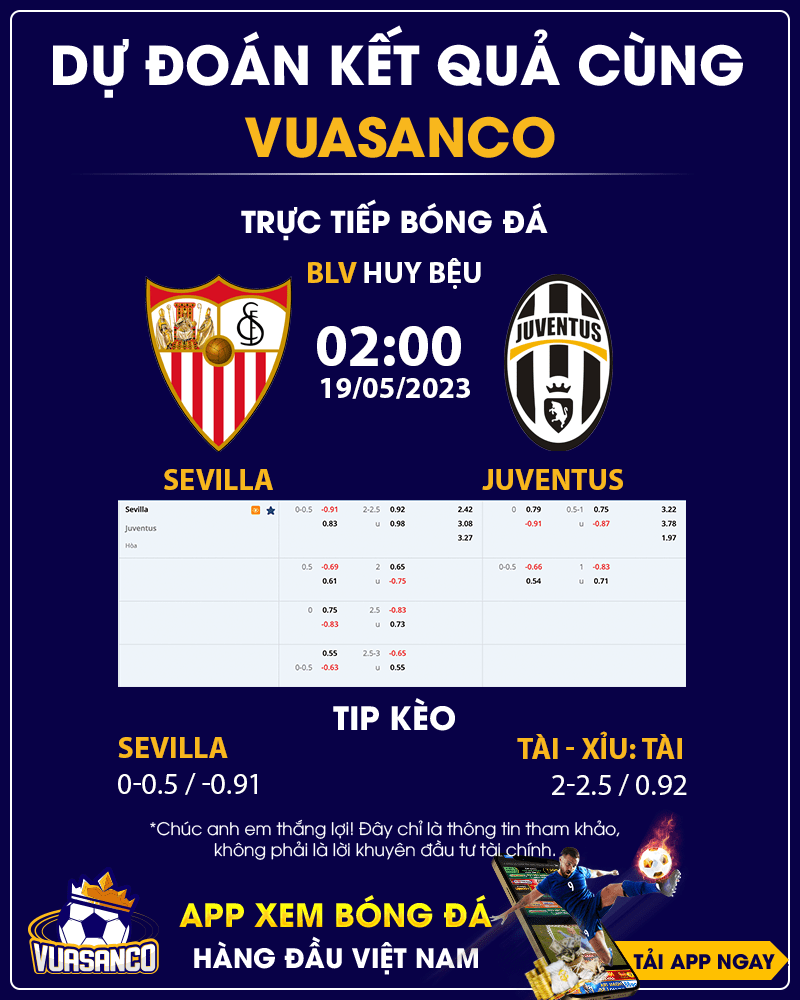 Soi kèo Sevilla vs Juventus - 02h00 - 19/05 - Europa League