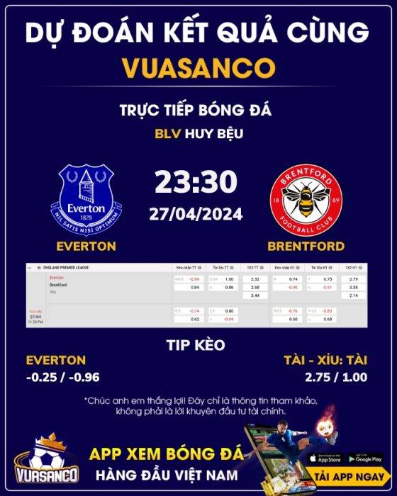 Soi kèo Everton vs Brentford – 23h30 – 27/04 – Ngoại hạng Anh