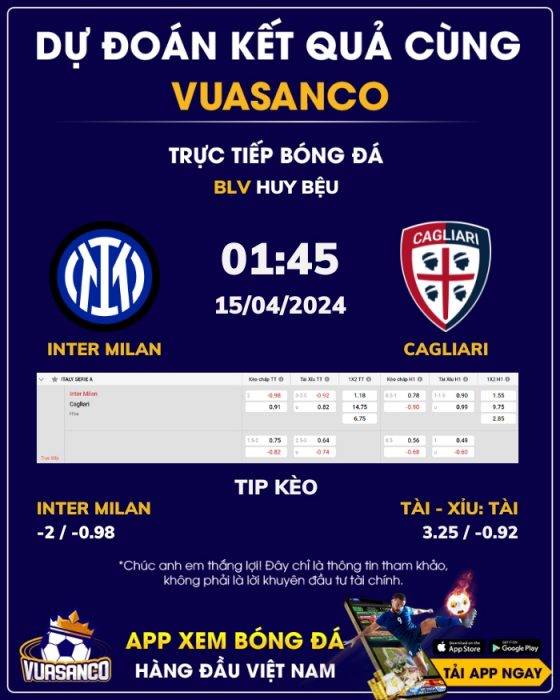 Tip kèo Inter Milan vs Cagliari – 01h45 – 15/02 – Serie A